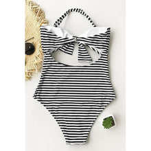 Load image into Gallery viewer, Pinstripe Halter One-Piece Swimsuit