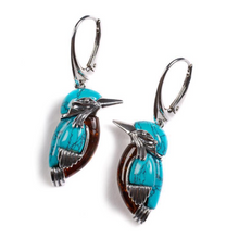 Load image into Gallery viewer, Vintage Turquoise Bird Earrings