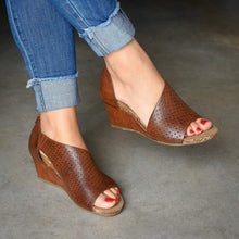 Load image into Gallery viewer, Back Heel Zip Wedge Sandals