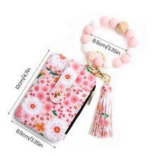 Load image into Gallery viewer, Floral leather small wallet with keychain and bracelet