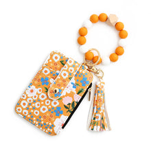 Load image into Gallery viewer, Floral leather small wallet with keychain and bracelet