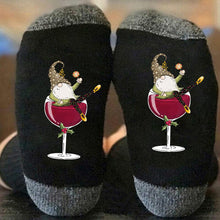 Load image into Gallery viewer, 🧦Christmas Gnome Wine Glass Unisex Crew Socks🧦