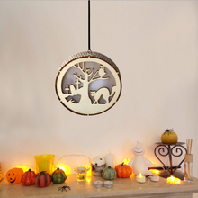 Load image into Gallery viewer, Halloween Round Wooden Hollow LED Light