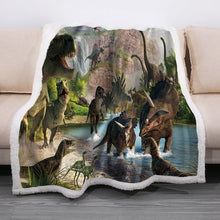 Load image into Gallery viewer, Dinosaur Theme Soft Fleece Blanket