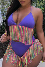 Load image into Gallery viewer, Multicolor Tassel Halter Bikini