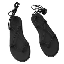 Load image into Gallery viewer, Toe Post Lace-Up Flat Sandals