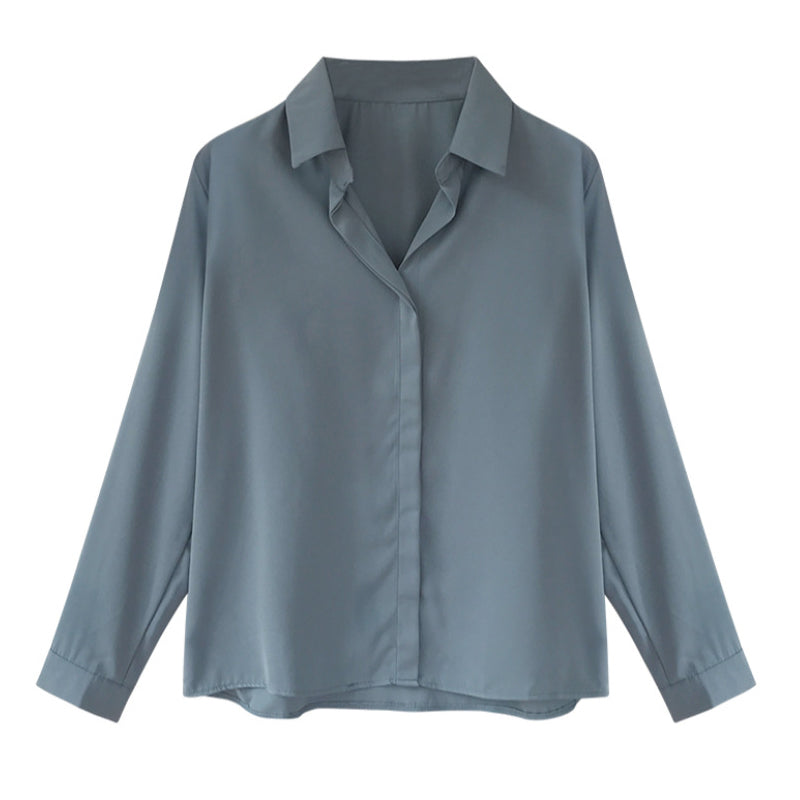 Women Solid Color Chiffon Shirts