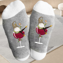 Load image into Gallery viewer, 🧦Christmas Gnome Wine Glass Unisex Crew Socks🧦