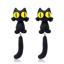 Load image into Gallery viewer, Unique Yellow-Eye Cat Earrings