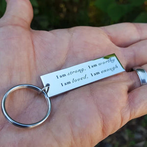 Stainless Steel  "I am strong" Keychain