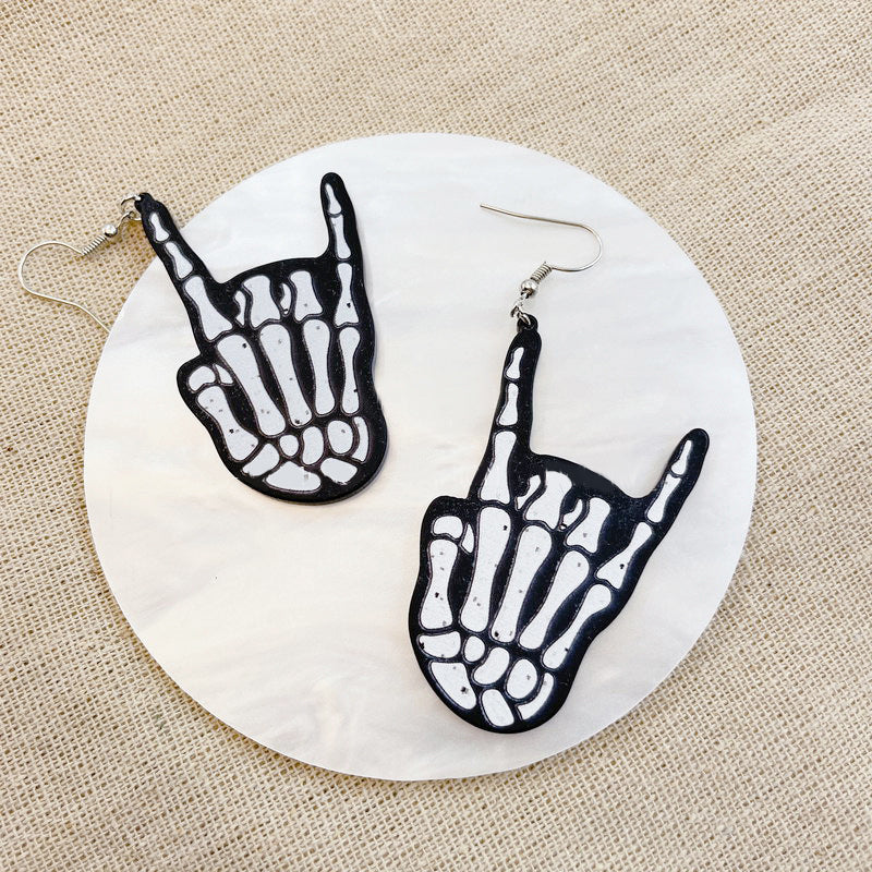 Fashion Personality Skull Finger Halloween Earrings