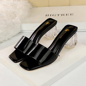 Transparent Chunky Comfortable Open Toe Slip Sandals