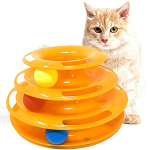 Three Layer Colorful Cat Track Tower Toy