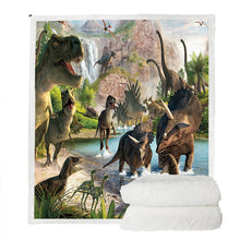 Load image into Gallery viewer, Dinosaur Theme Soft Fleece Blanket