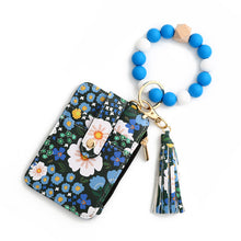 Load image into Gallery viewer, Floral leather small wallet with keychain and bracelet