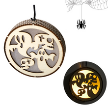 Load image into Gallery viewer, Halloween Round Wooden Hollow LED Light