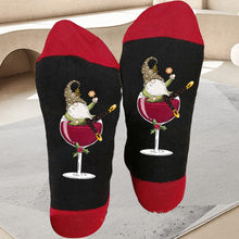 Load image into Gallery viewer, 🧦Christmas Gnome Wine Glass Unisex Crew Socks🧦