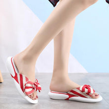 Load image into Gallery viewer, Fashion Open Toe Wedges Bowties Stripe Slides Slippers