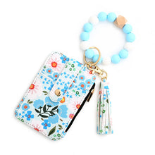 Load image into Gallery viewer, Floral leather small wallet with keychain and bracelet