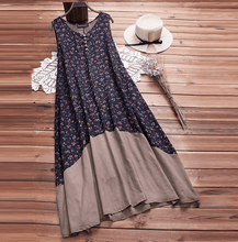 Load image into Gallery viewer, New Sexy Round-Neck Bohemian Sleeveless Print Dress