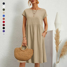 Load image into Gallery viewer, Women&#39;s Cotton Round Neck Dress