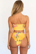 Load image into Gallery viewer, New Floral Printed Bandeau Bikini Swimsuit in Yellow.MO