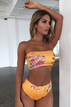 Load image into Gallery viewer, New Floral Printed Bandeau Bikini Swimsuit in Yellow.MO