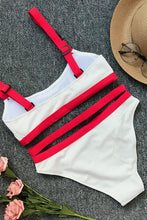Load image into Gallery viewer, New Contrast High Cut High Waist Crop Bikini Swimsuit in White.MC