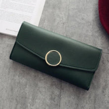 Load image into Gallery viewer, Women Long Pu Leather Zipper Metal Circle Decor Wallet