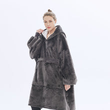 Load image into Gallery viewer, Double-layered velvet heated lazy Hoodie blanket