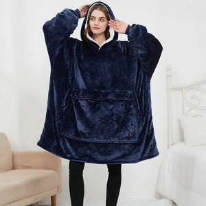 Double-layered velvet heated lazy Hoodie blanket