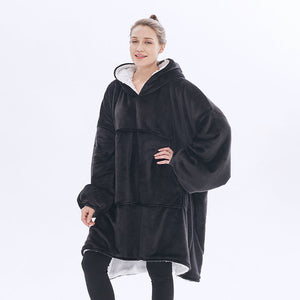 Double-layered velvet heated lazy Hoodie blanket