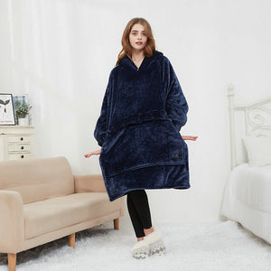 Double-layered velvet heated lazy Hoodie blanket