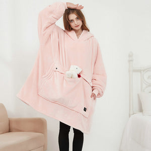 Double-layered velvet heated lazy Hoodie blanket