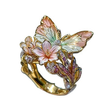 Load image into Gallery viewer, Butterfly Flower Ring