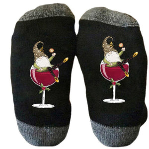 🧦Christmas Gnome Wine Glass Unisex Crew Socks🧦