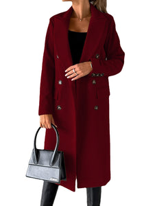 Long-sleeved Double-breasted Wool Coat