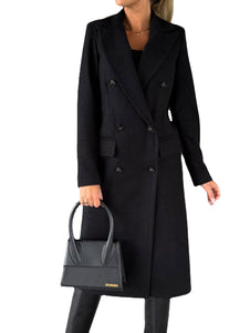 Long-sleeved Double-breasted Wool Coat