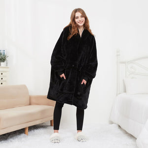 Double-layered velvet heated lazy Hoodie blanket