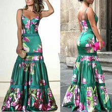 Load image into Gallery viewer, New Fashion Sexy Floral Plunge Ruffles Layered Hem Evening Dress.MC